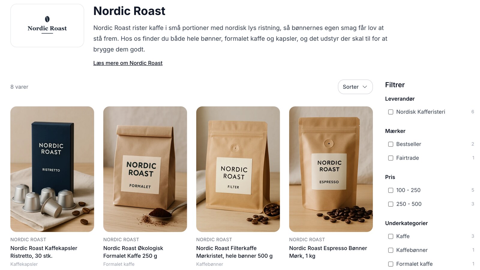 Brandsider: hvert brand får sin egen side i din webshop
