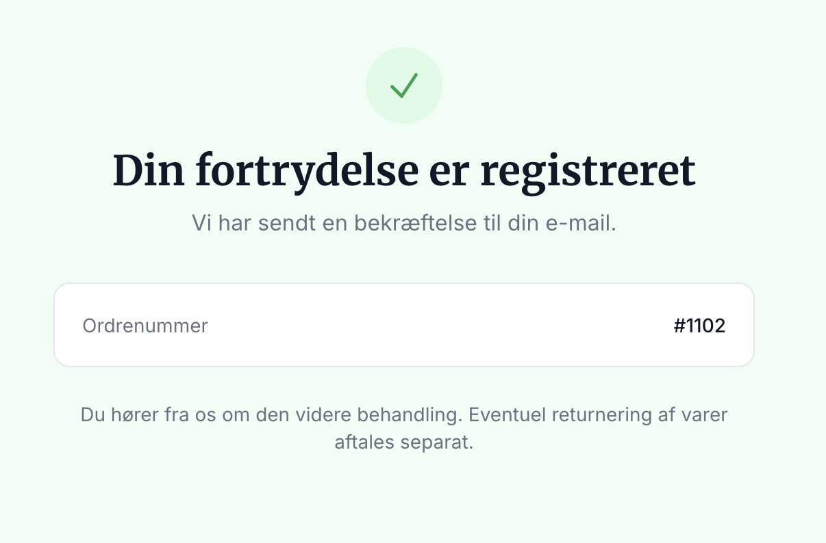 Din fortrydelse er registreret