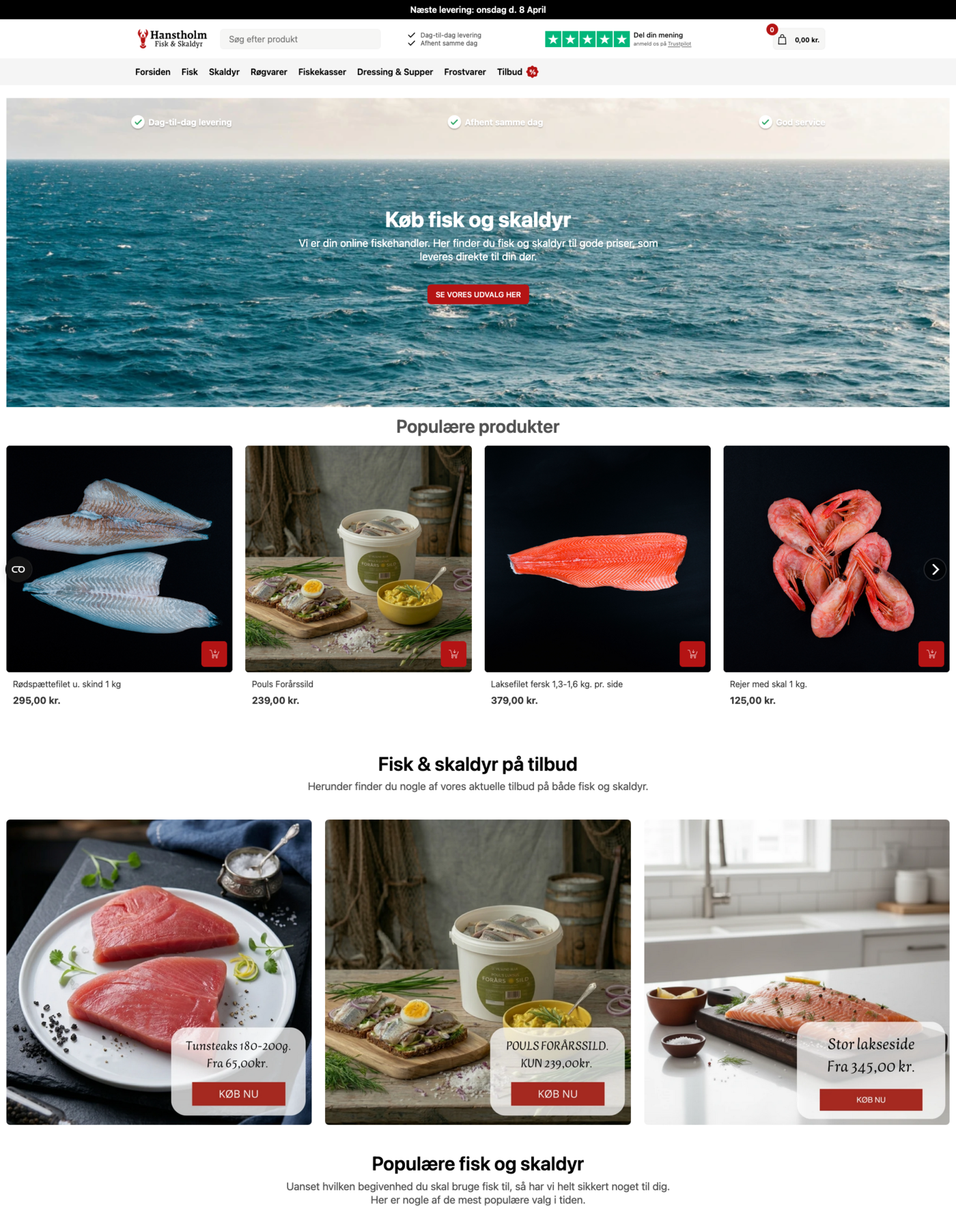 Hanstholm Fisk & Skaldyr webshop med friske fisk og skaldyr