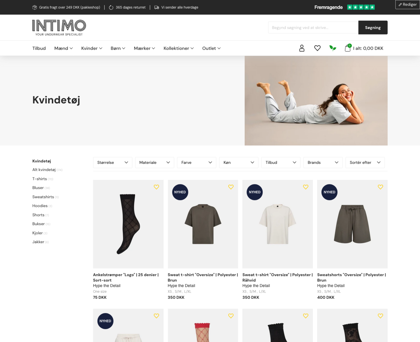 Intimo kvindetøj-kategori, custom Shoporama-tema bygget af 29x