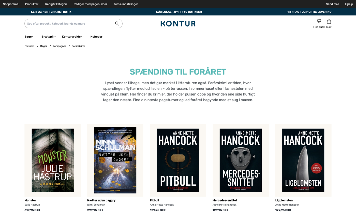 Kontur kampagneside: Spænding til foråret med fremhævede krimi-titler