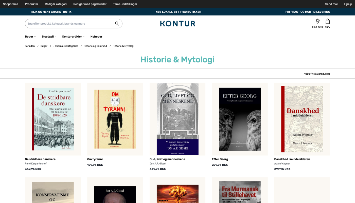 Kontur kategoriside for Historie og mytologi med produktoversigt